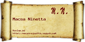 Macsa Ninetta névjegykártya